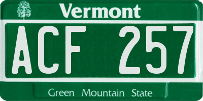 VT license plate ACF257