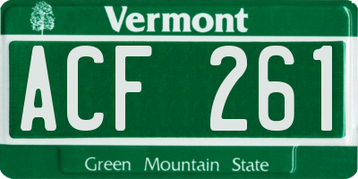 VT license plate ACF261