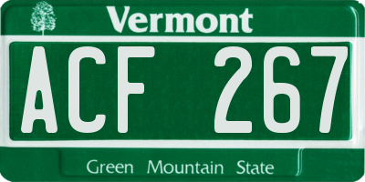 VT license plate ACF267