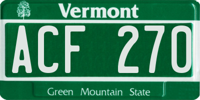 VT license plate ACF270