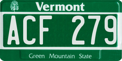 VT license plate ACF279