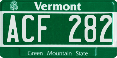 VT license plate ACF282