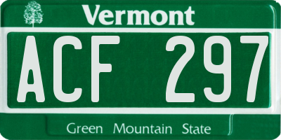 VT license plate ACF297