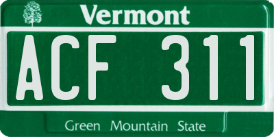 VT license plate ACF311