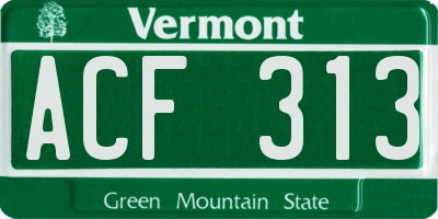 VT license plate ACF313