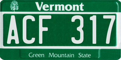 VT license plate ACF317