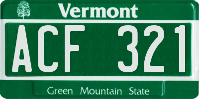 VT license plate ACF321