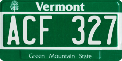 VT license plate ACF327