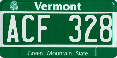 VT license plate ACF328