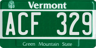 VT license plate ACF329