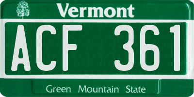 VT license plate ACF361