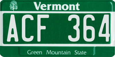 VT license plate ACF364