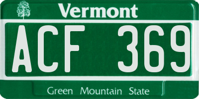 VT license plate ACF369