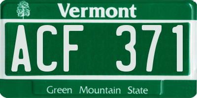 VT license plate ACF371