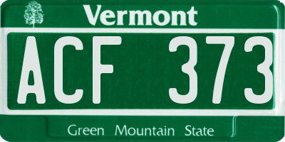 VT license plate ACF373