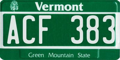 VT license plate ACF383