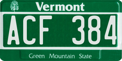 VT license plate ACF384