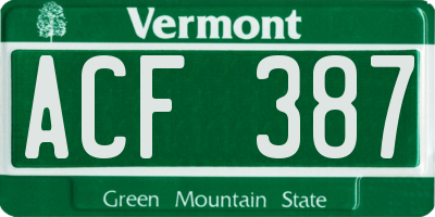 VT license plate ACF387