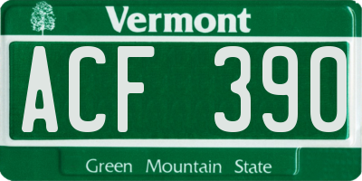 VT license plate ACF390