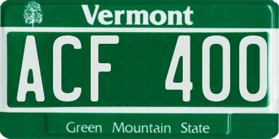 VT license plate ACF400