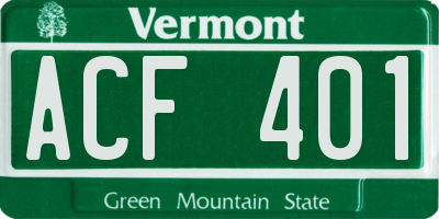 VT license plate ACF401