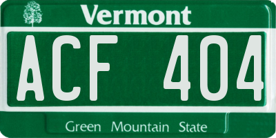 VT license plate ACF404