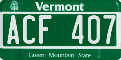 VT license plate ACF407