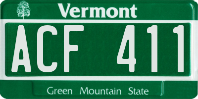 VT license plate ACF411