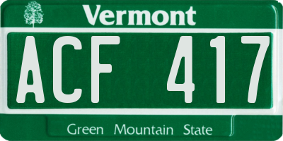 VT license plate ACF417