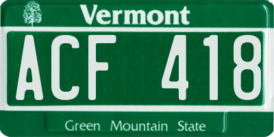 VT license plate ACF418