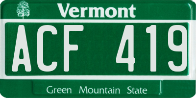 VT license plate ACF419