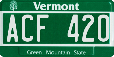 VT license plate ACF420