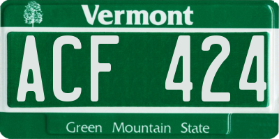 VT license plate ACF424