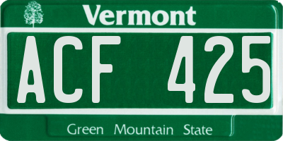VT license plate ACF425