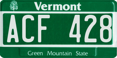 VT license plate ACF428