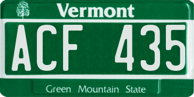 VT license plate ACF435