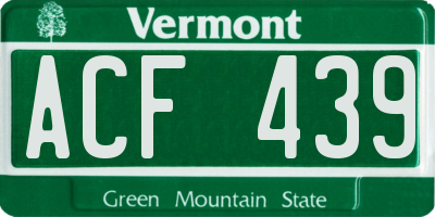 VT license plate ACF439