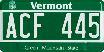 VT license plate ACF445