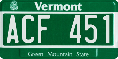VT license plate ACF451