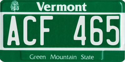 VT license plate ACF465