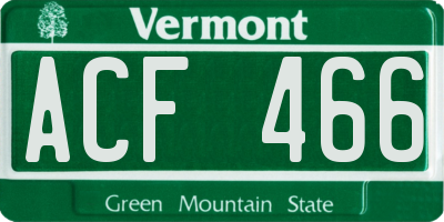 VT license plate ACF466