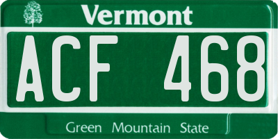 VT license plate ACF468