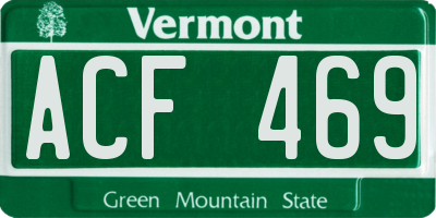 VT license plate ACF469