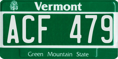 VT license plate ACF479