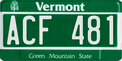 VT license plate ACF481