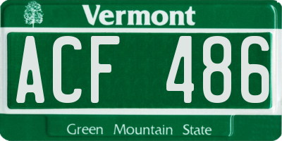 VT license plate ACF486