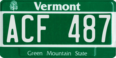 VT license plate ACF487