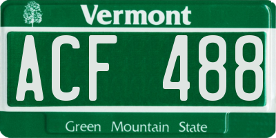 VT license plate ACF488