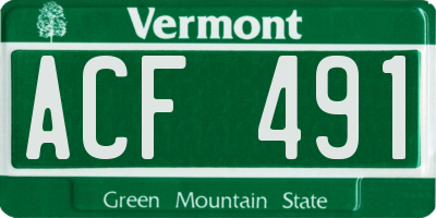 VT license plate ACF491