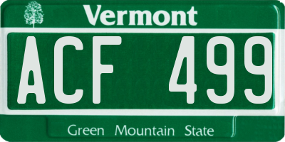 VT license plate ACF499